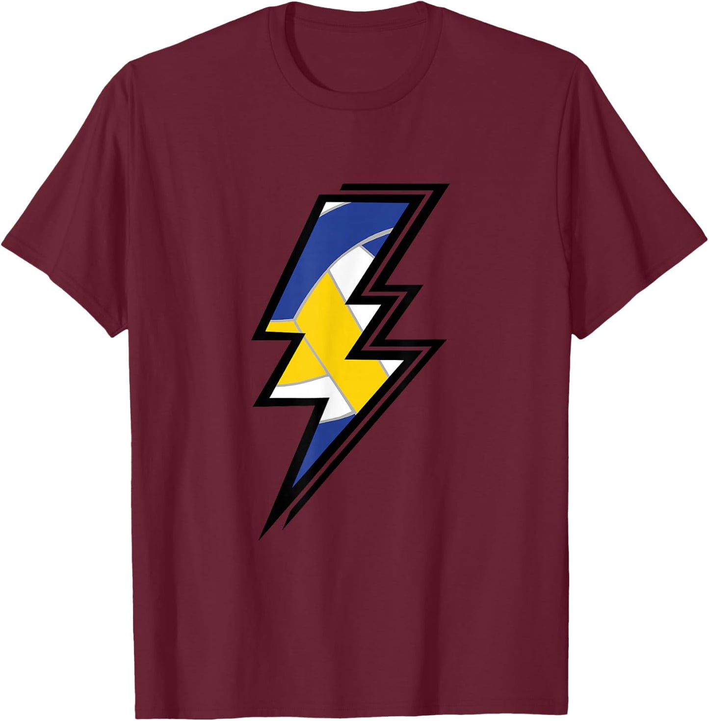 Volleyball Lightning Bolt Volleyball Mom Dad Game Day T-Shirt - T-Shirt | Maroon