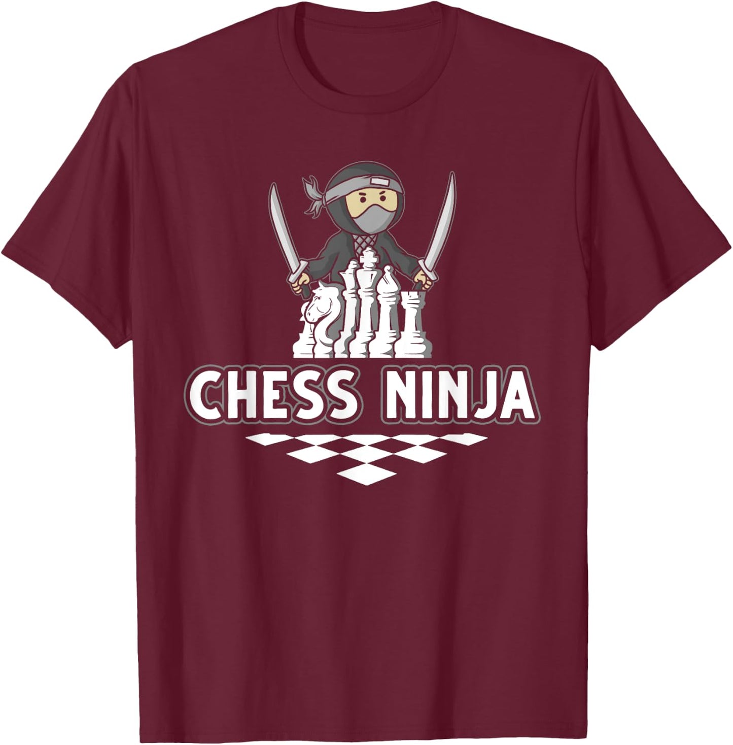 Funny Chess Design Kids Boys Girls Ninja Chess Lover Players T-Shirt - T-Shirt | Maroon