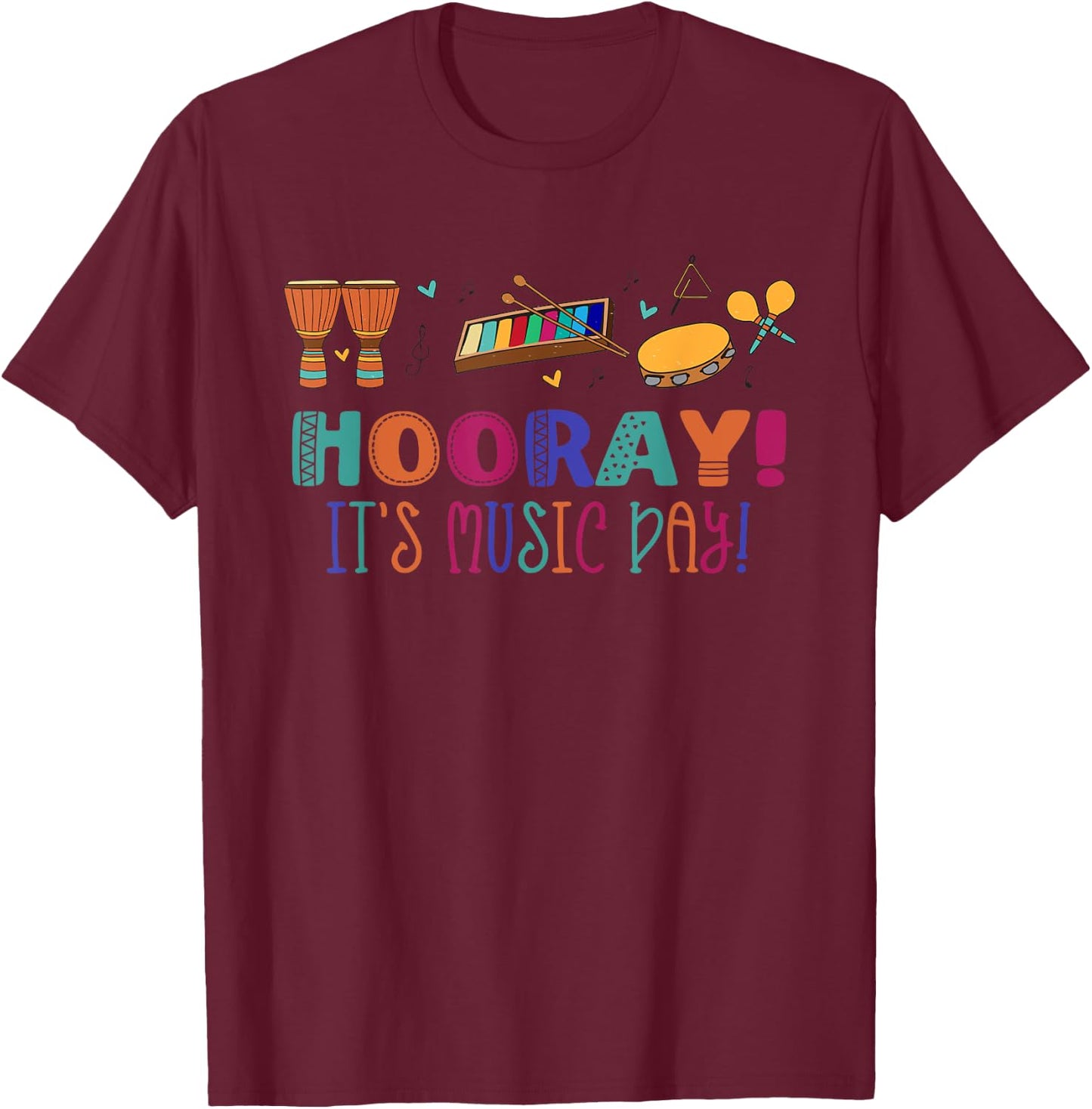 HOORAY! IT'S MUSIC DAY! Musical Note Teacher Musician Meme Women Kids T-Shirt - T-Shirt | Maroon