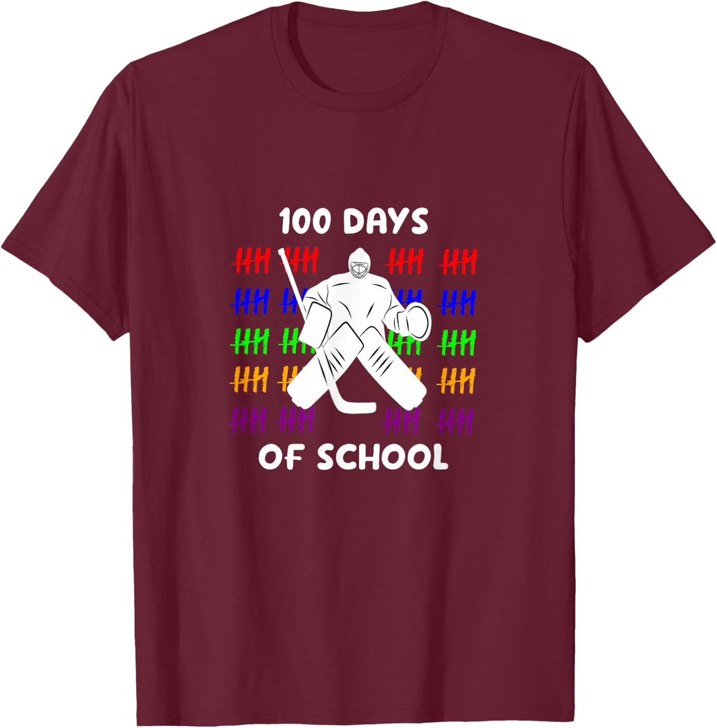 Hockey 100 days of school for Hockey players T-Shirt - T-Shirt | Maroon
