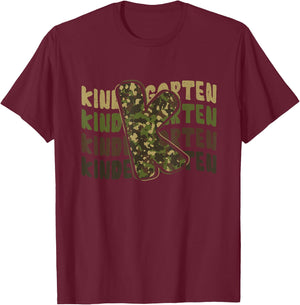 Kindergarten Camo Camouflage Boy Teacher Back To School T-Shirt - T-Shirt | Maroon