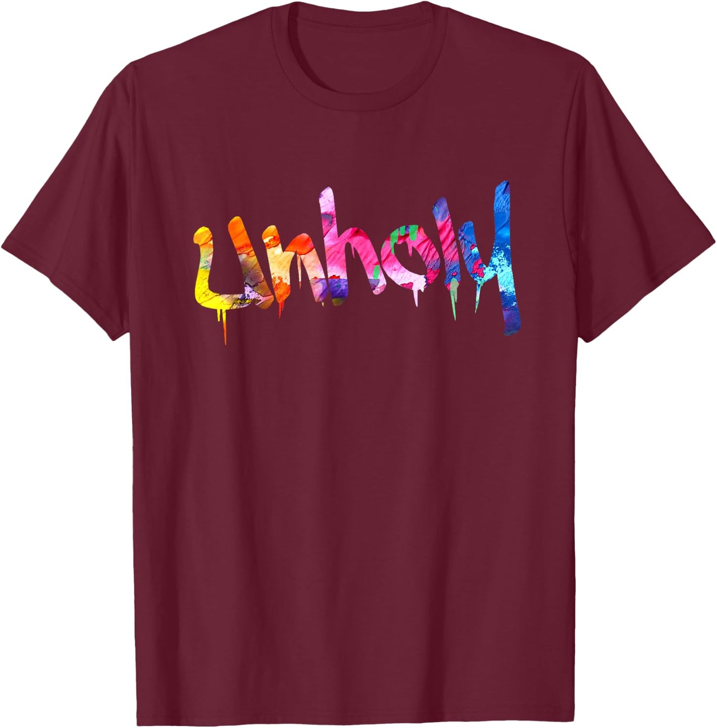 Unholy Paint Drip Minimalist Typography T-Shirt - T-Shirt | Maroon