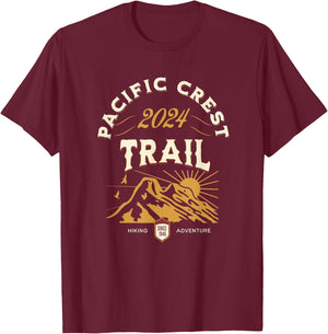 Pacific Crest Trail Apparel -Adults Black Vintage Modern Mix Small Short Sleeve Hiking Vacation T-Shirt - T-Shirt | Maroon