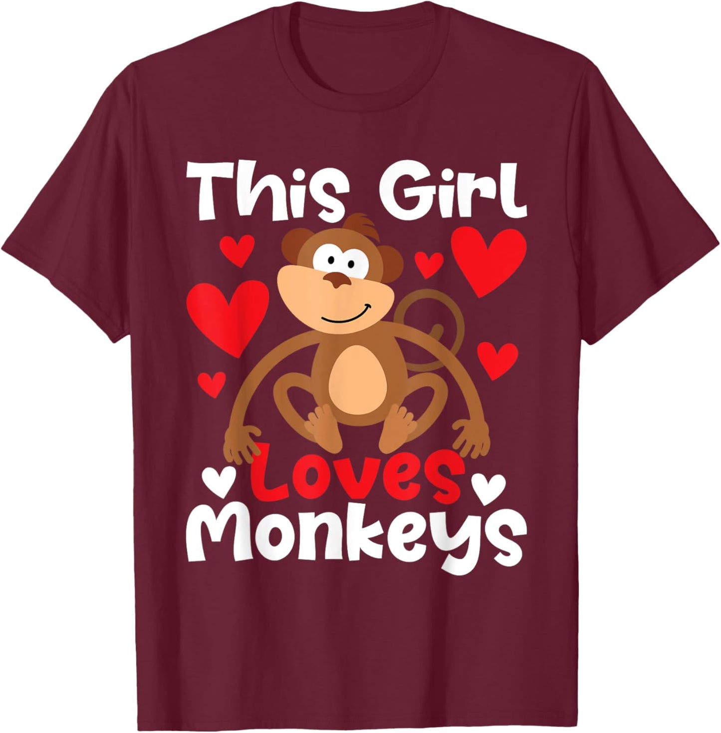 This Girl Loves Monkeys - Safari Zoo Animal Primate Lover T-Shirt - T-Shirt | Maroon