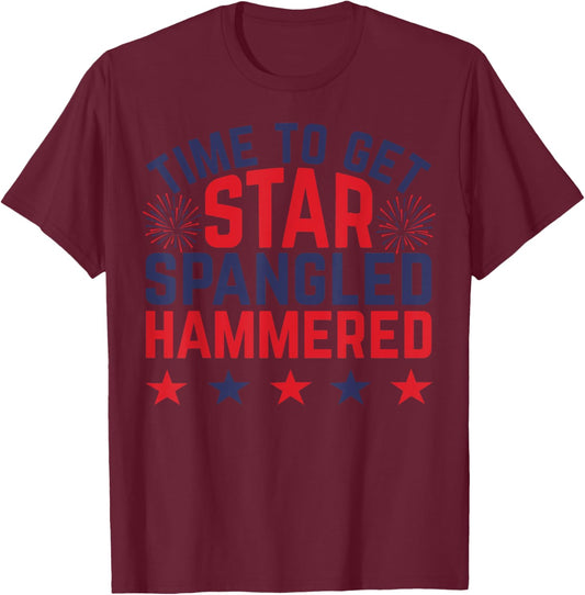 Time to Get Star Spangled Hammered Shirt,Women 4th of July T-Shirt - T-Shirt | Maroon