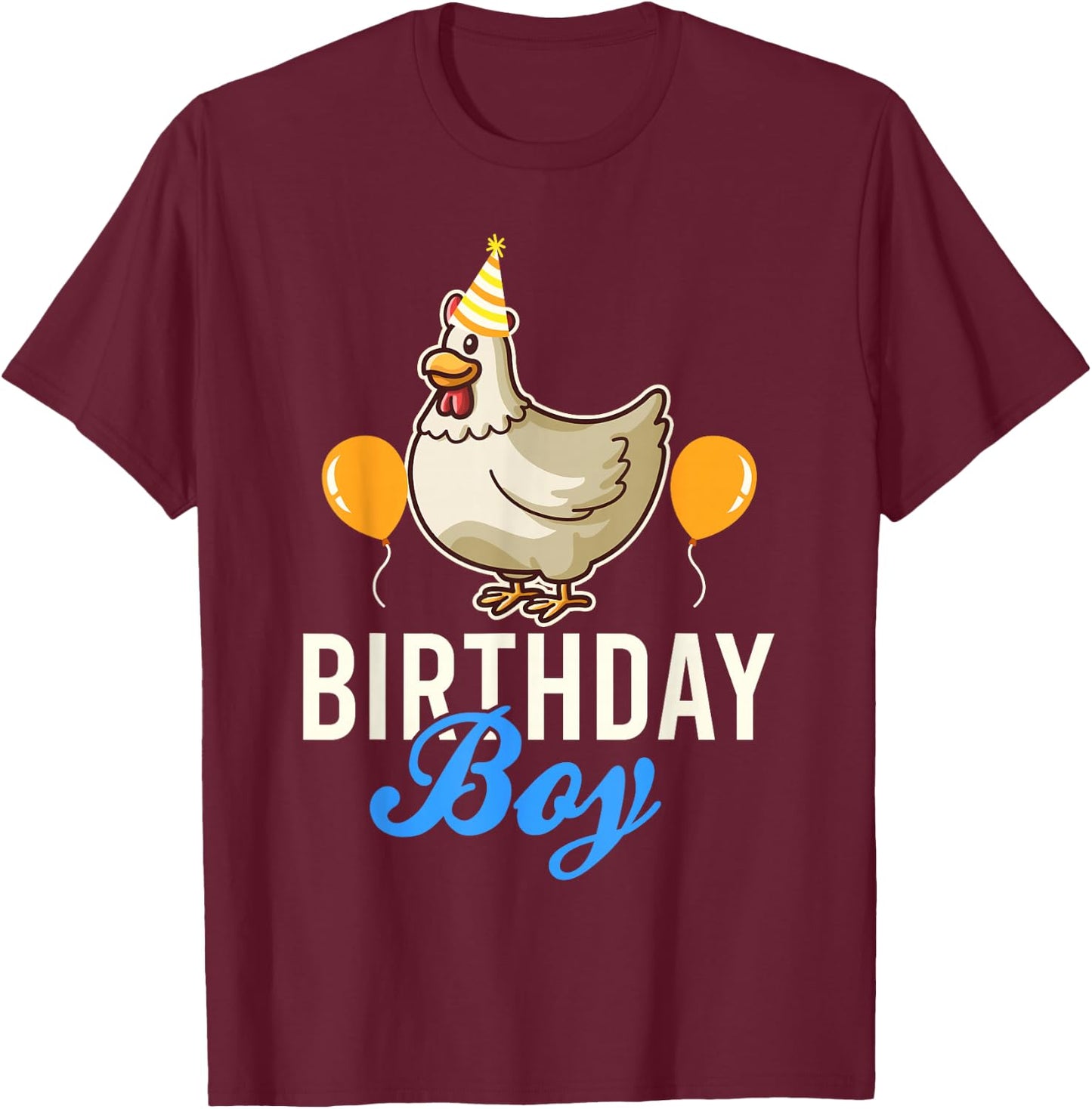 Cute Chicken Birthday Boy T-Shirt - T-Shirt | Maroon