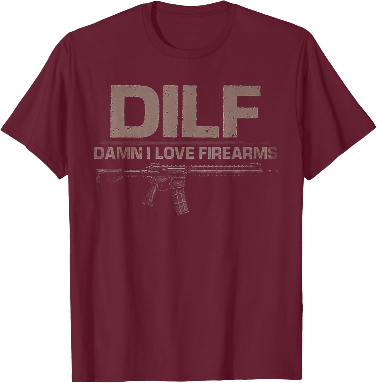 Damn I Love Firearms T-Shirt - T-Shirt | Maroon