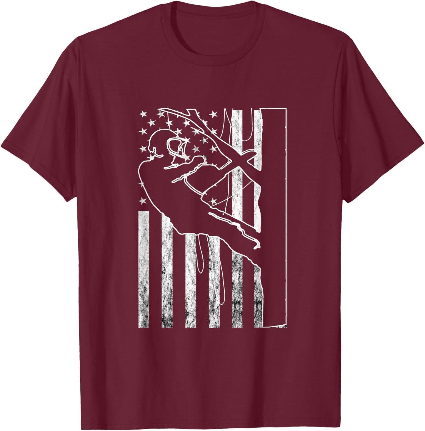 Arborist America USA Outdoorsman Tree Climbing Logger T-Shirt - T-Shirt | Maroon