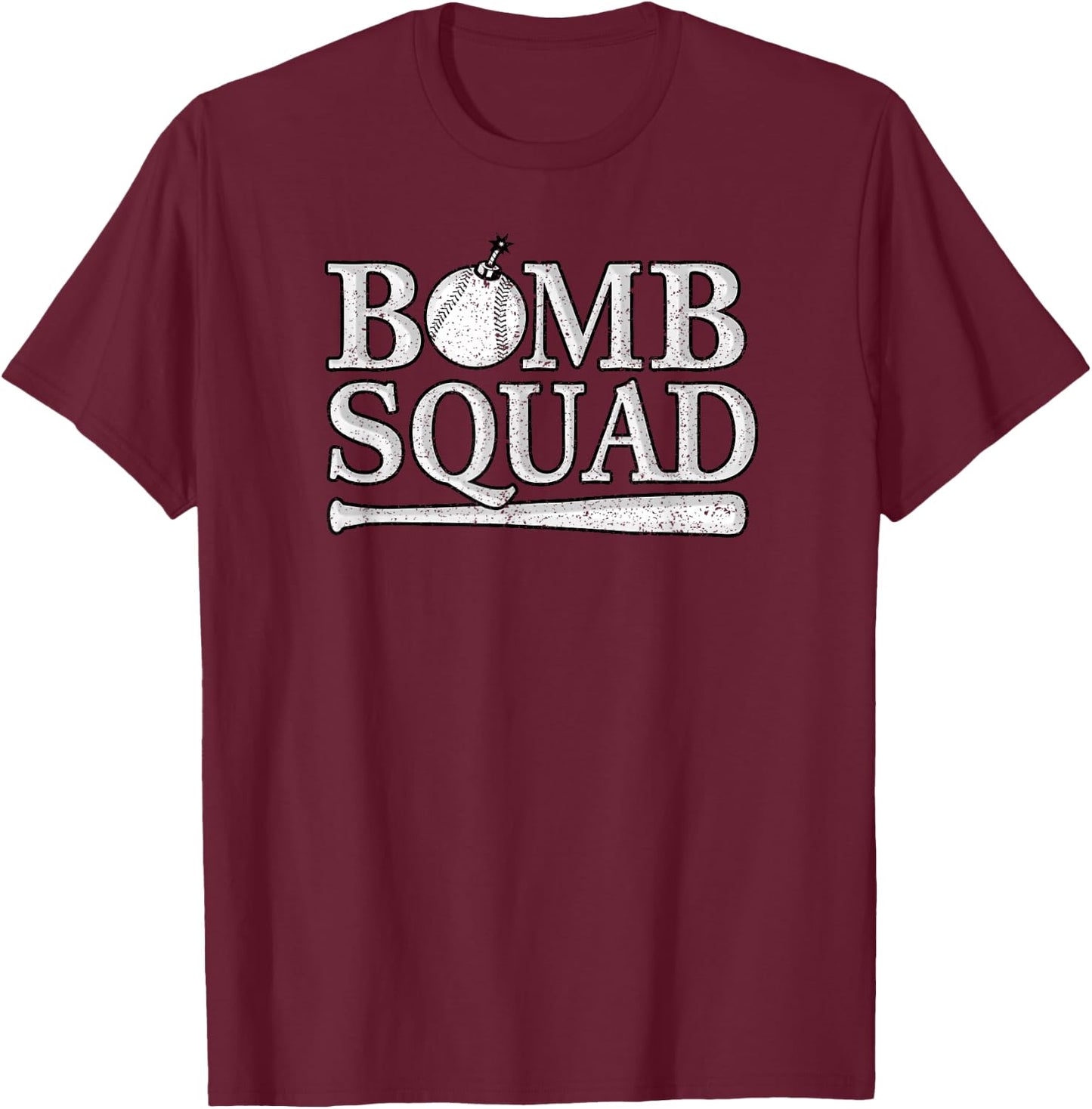 Vintage Bomb Squad Dinger Home Run Baseball Softball Hitting T-Shirt - T-Shirt | Maroon