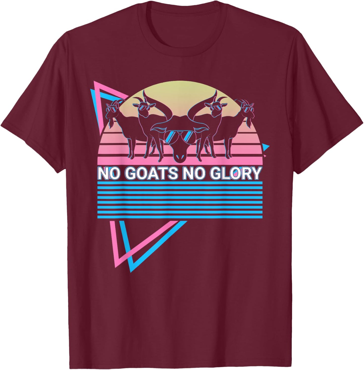 Funny Goat Retro No Goats No Glory T-Shirt - T-Shirt | Maroon