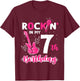 Girls Rockstar Birthday Rock Star Themed Guitar 7th Birthday T-Shirt - T-Shirt | Maroon