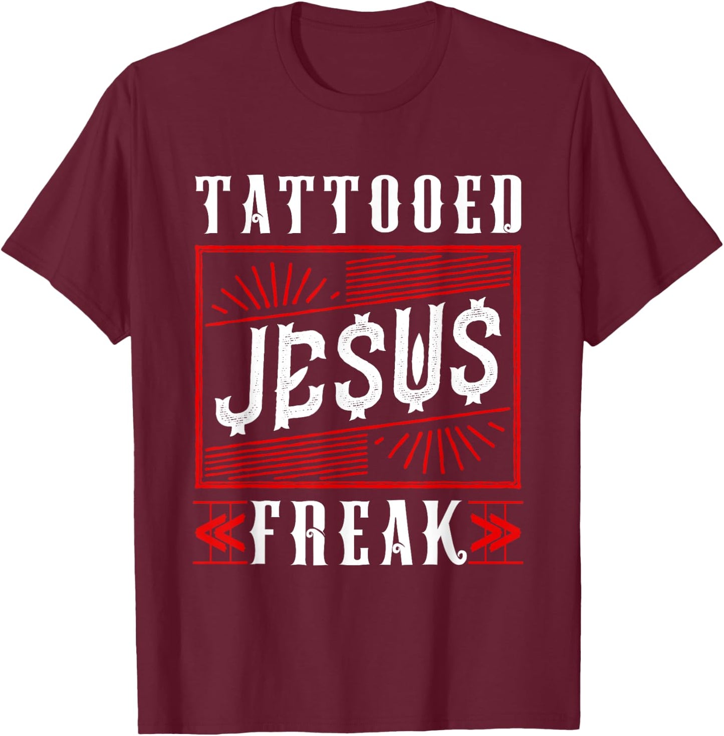 Tattooed Jesus Freaks Tattoo T-Shirt - T-Shirt | Maroon