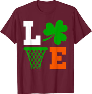 Irish Cute Funny Basketball St Patrick's Day Lucky Shamrock T-Shirt - T-Shirt | Maroon