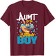 Aunt Of The Birthday Boy - Auntie Video Game Gamer Nephew T-Shirt - T-Shirt | Maroon