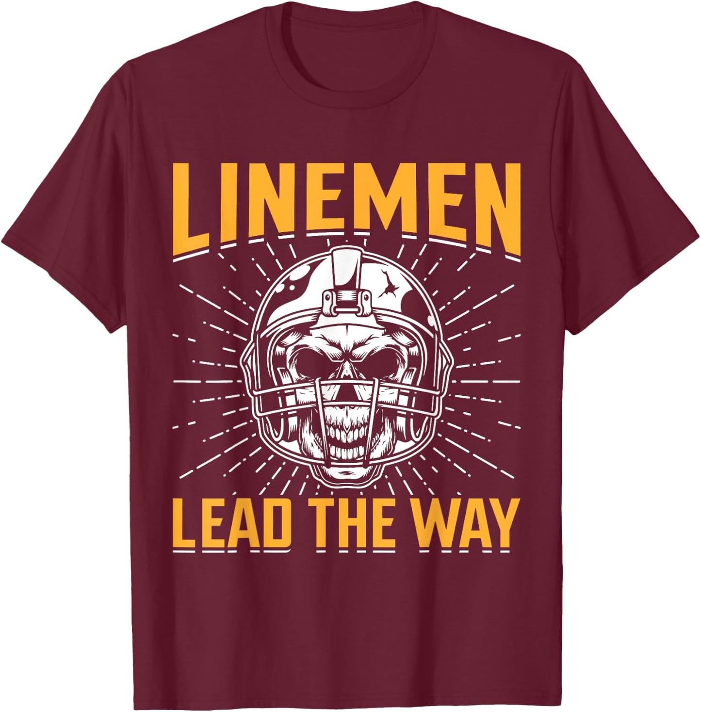 Linemen Lead The Way - American Football T-Shirt - T-Shirt | Maroon
