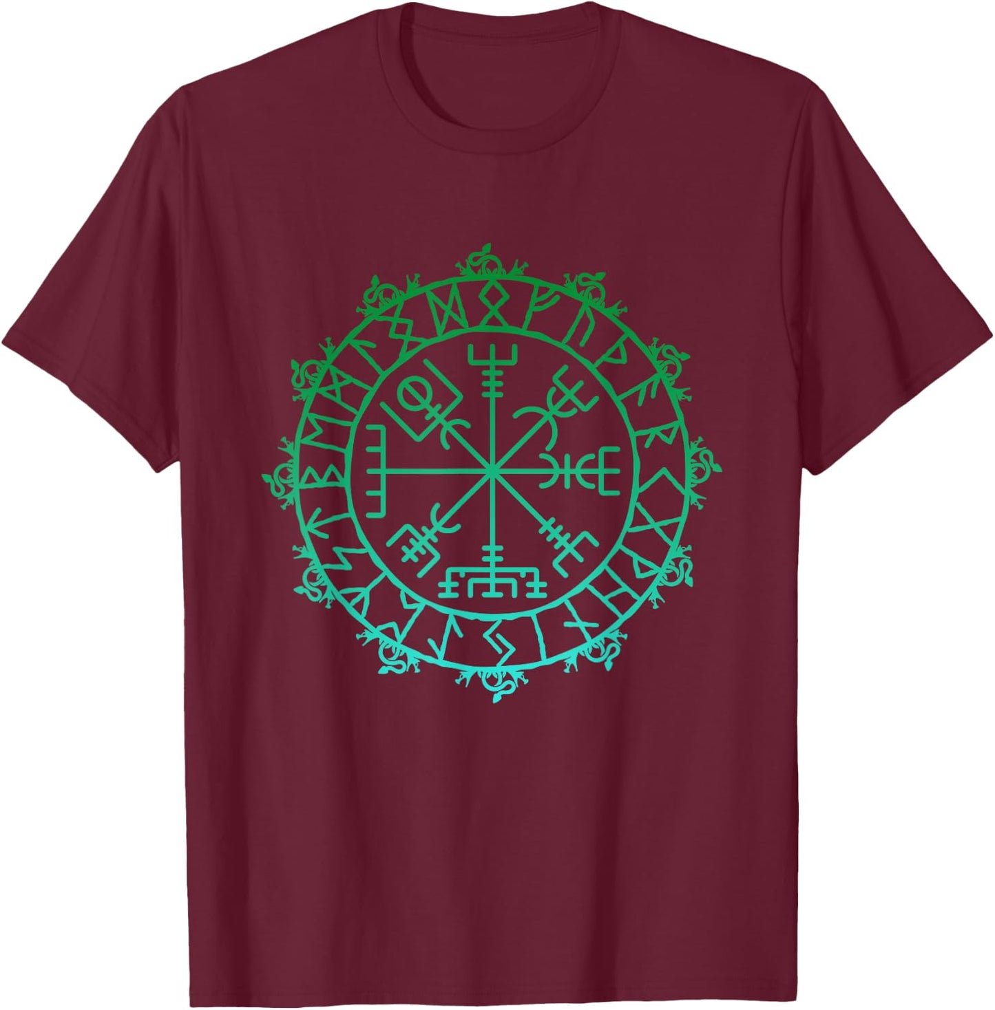 Nordic Symbol Vegvisir Viking Symbol Celtic Rune T-Shirt - T-Shirt | Maroon
