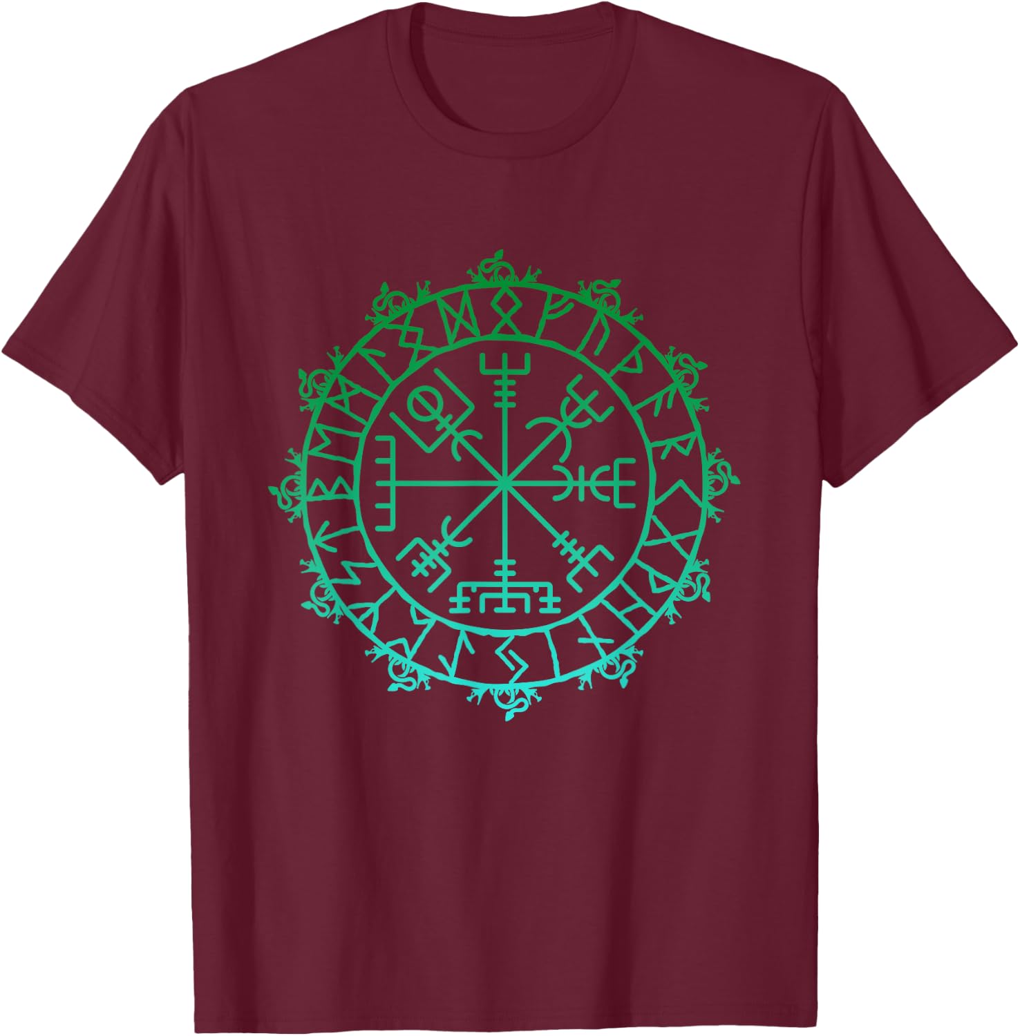 Nordic Symbol Vegvisir Viking Symbol Celtic Rune T-Shirt - T-Shirt | Maroon
