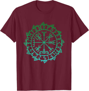 Nordic Symbol Vegvisir Viking Symbol Celtic Rune T-Shirt - T-Shirt | Maroon