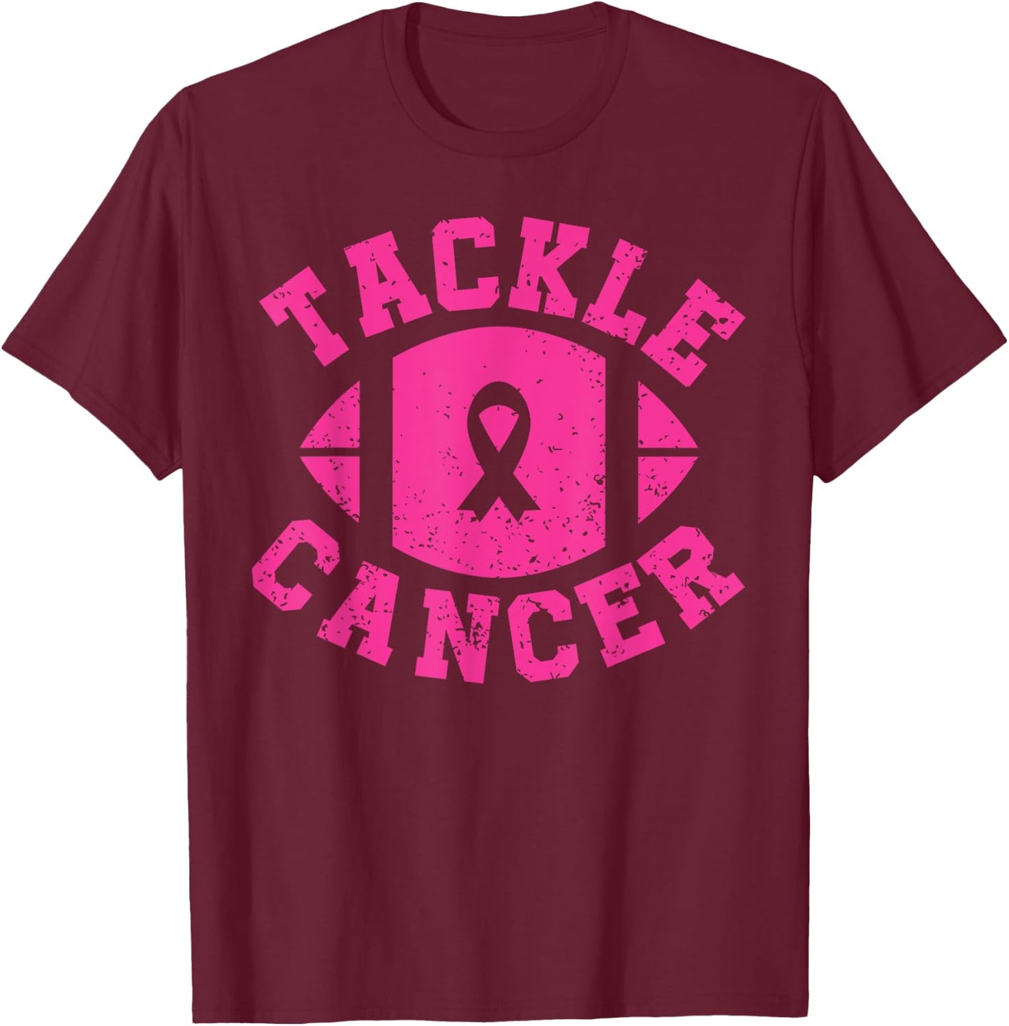 Tackle Breast Cancer Shirt Football Lovers Cancer Awareness T-Shirt - T-Shirt | Maroon