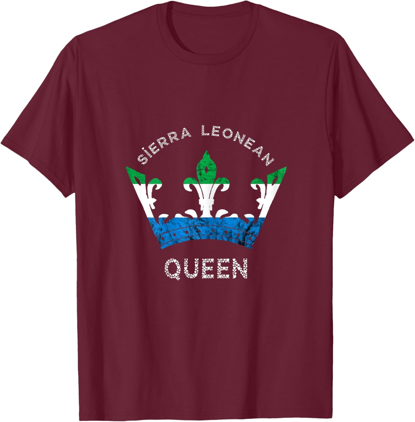 Sierra Leone Sierra Leonean Queen Crown Leonean Pride T-Shirt - T-Shirt | Maroon