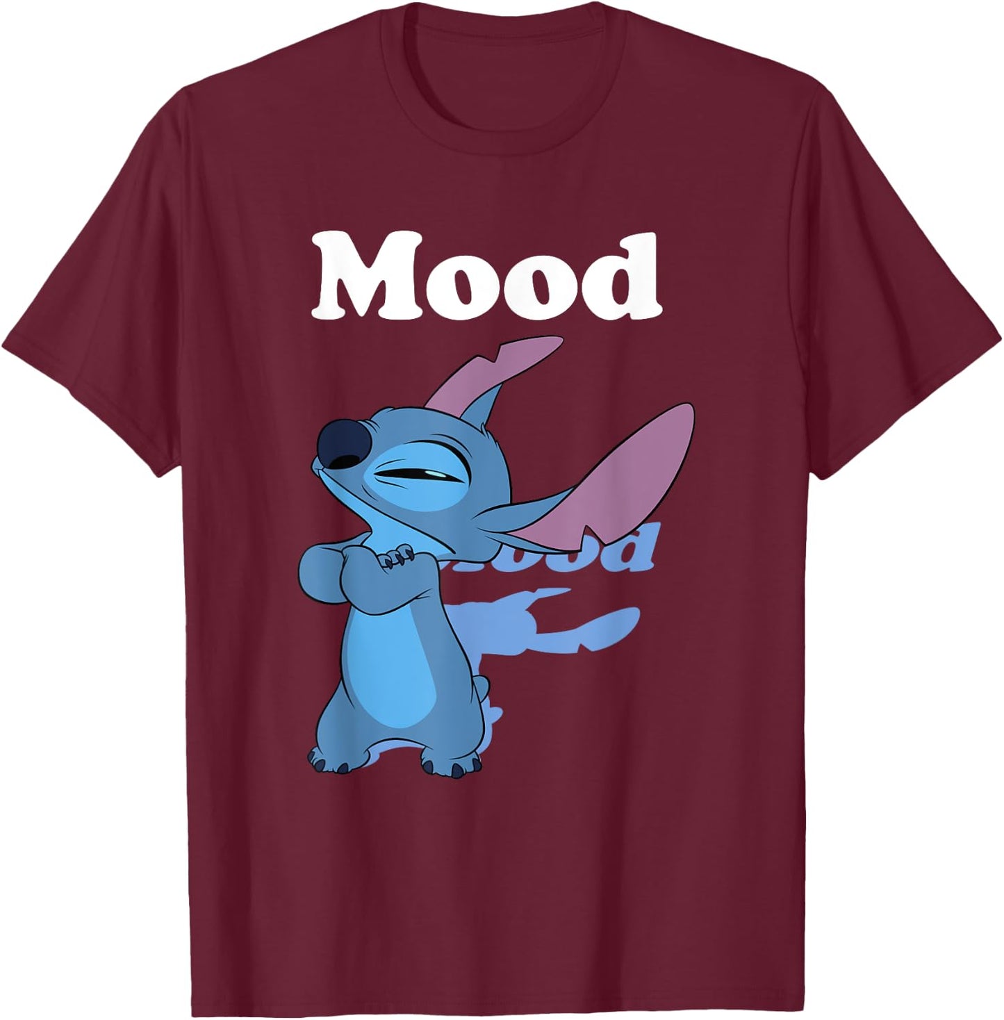 Disney Lilo & Stitch Angry Mood Shadowed Portrait T-Shirt - T-Shirt | Maroon