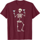 Funny Halloween Skeleton Drinking Martini Cocktail T-Shirt - T-Shirt | Maroon