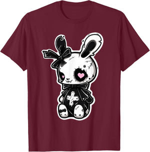 Goth Bunny Kawaii Rabbit E-Girl Cute Gothic Outfit Grunge T-Shirt - T-Shirt | Maroon