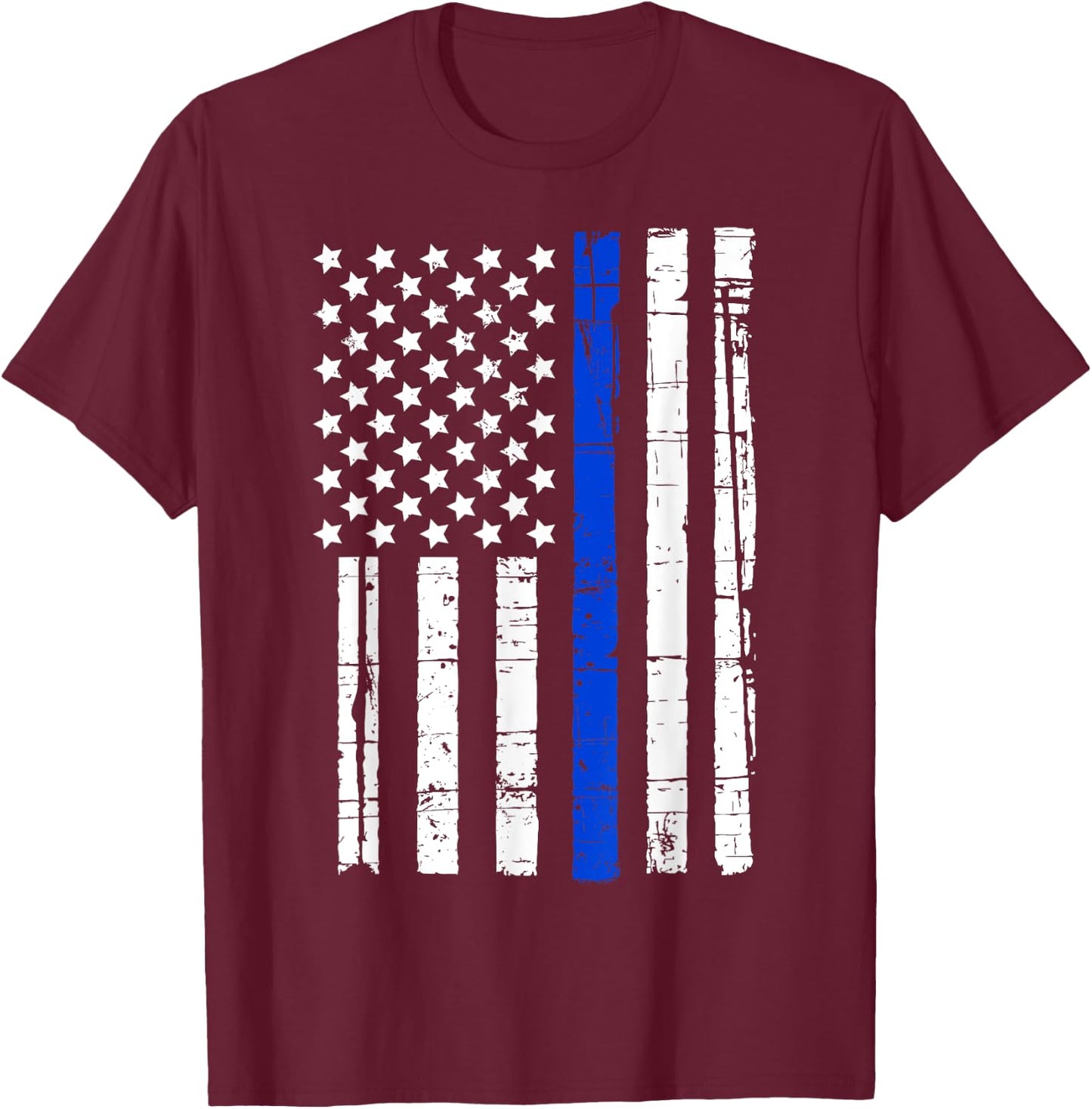 Blue line flag T-Shirt - T-Shirt | Maroon