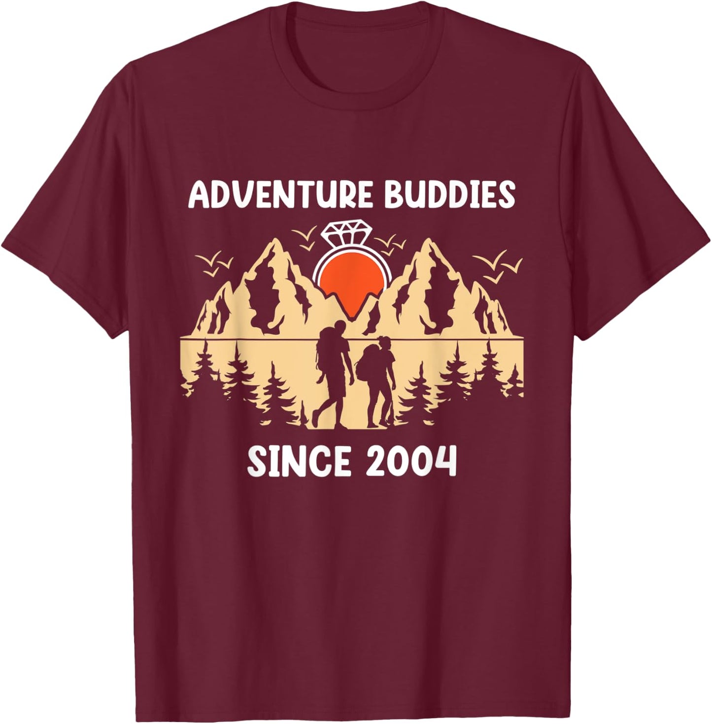 Adventure Buddies Since 2004 Hiking Partner T-Shirt - T-Shirt | Maroon