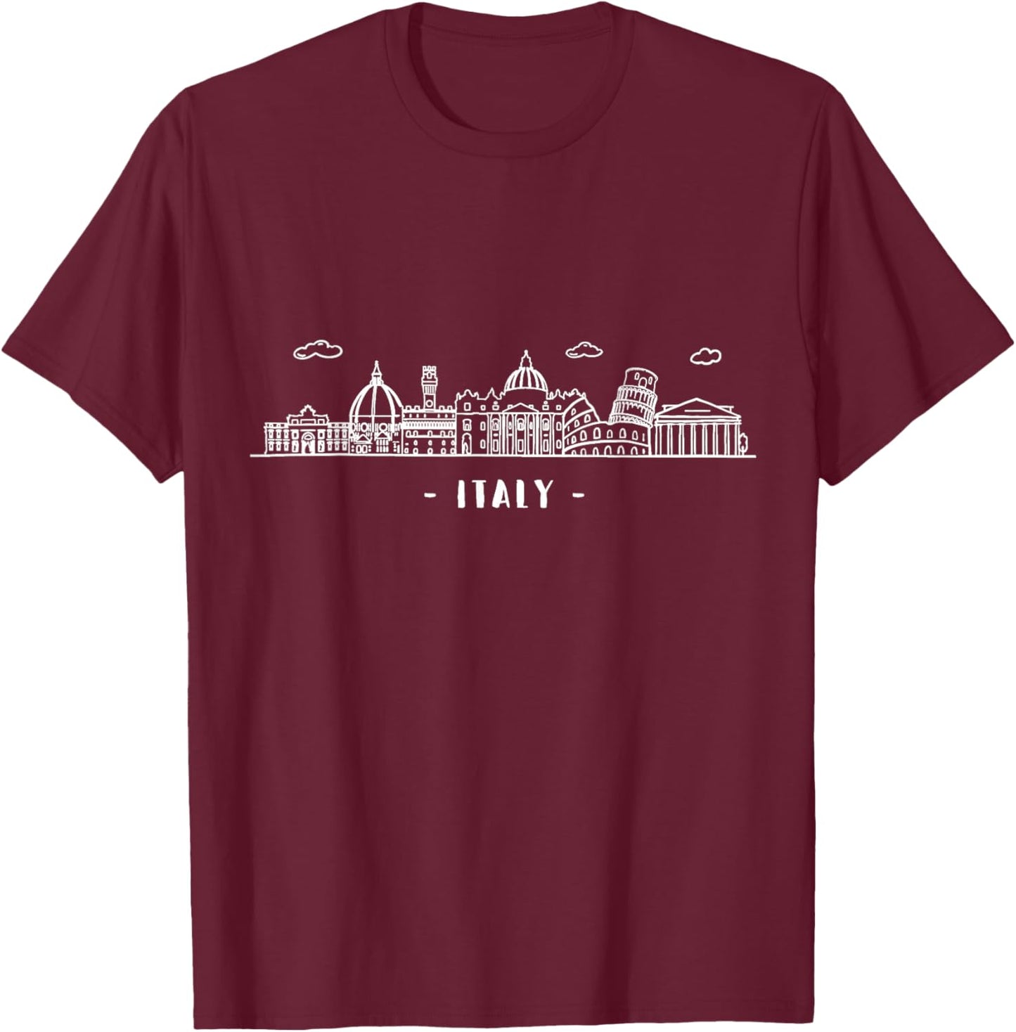 Italy Rome Venezia Roma Colosseum Skyline Souvenir Italian T-Shirt - T-Shirt | Maroon