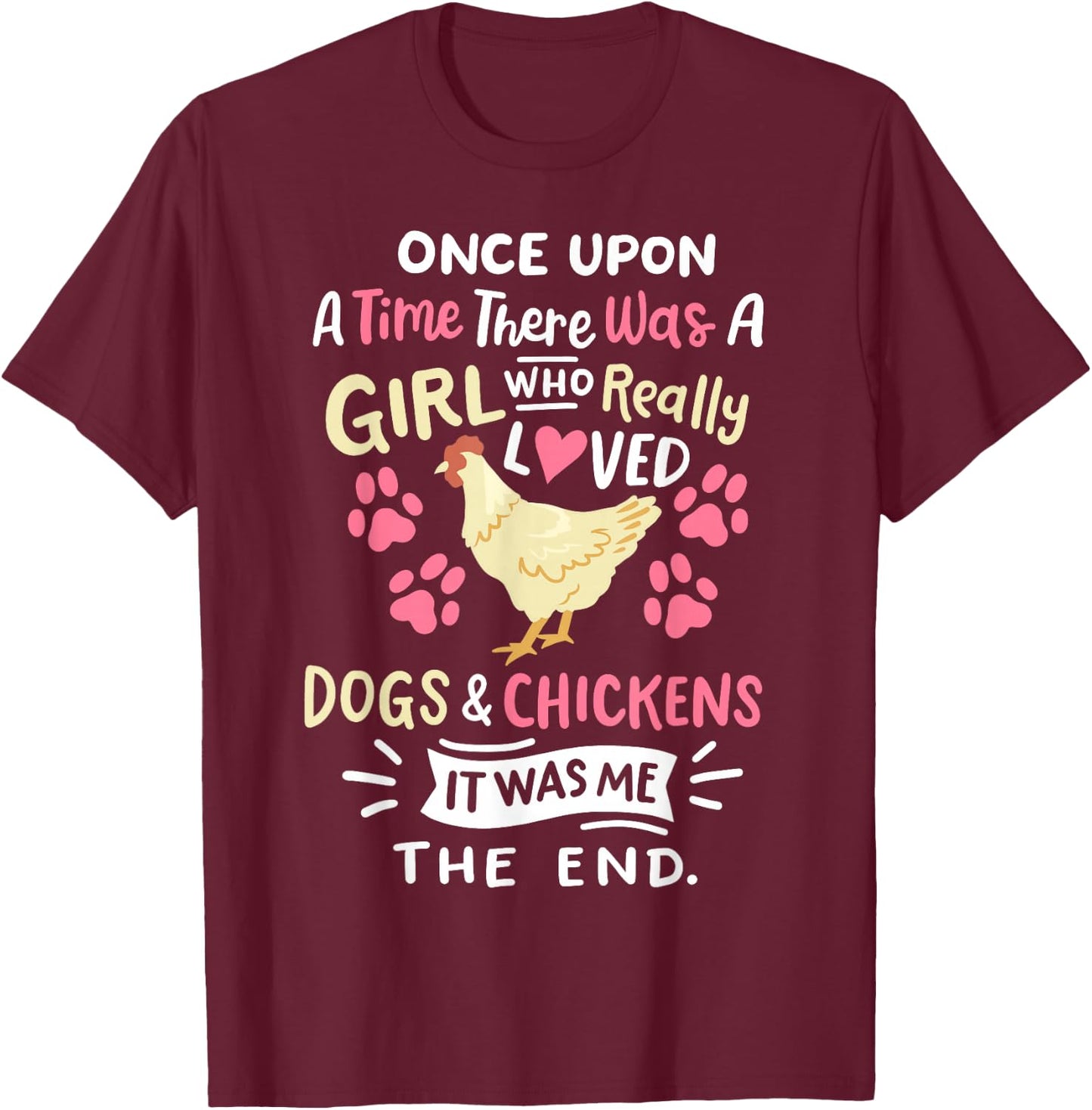 Funny Chicken Dog Lover Girls Farmer T-Shirt - T-Shirt | Maroon