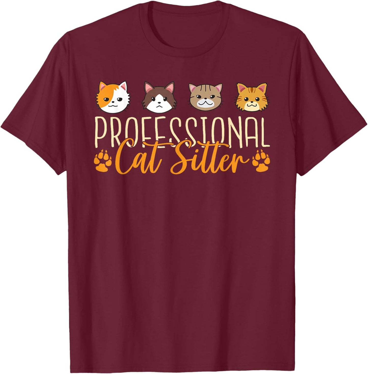 Cat Sitter Cat Lover Funny Cat Nanny Cat Sitting T-Shirt - T-Shirt | Maroon