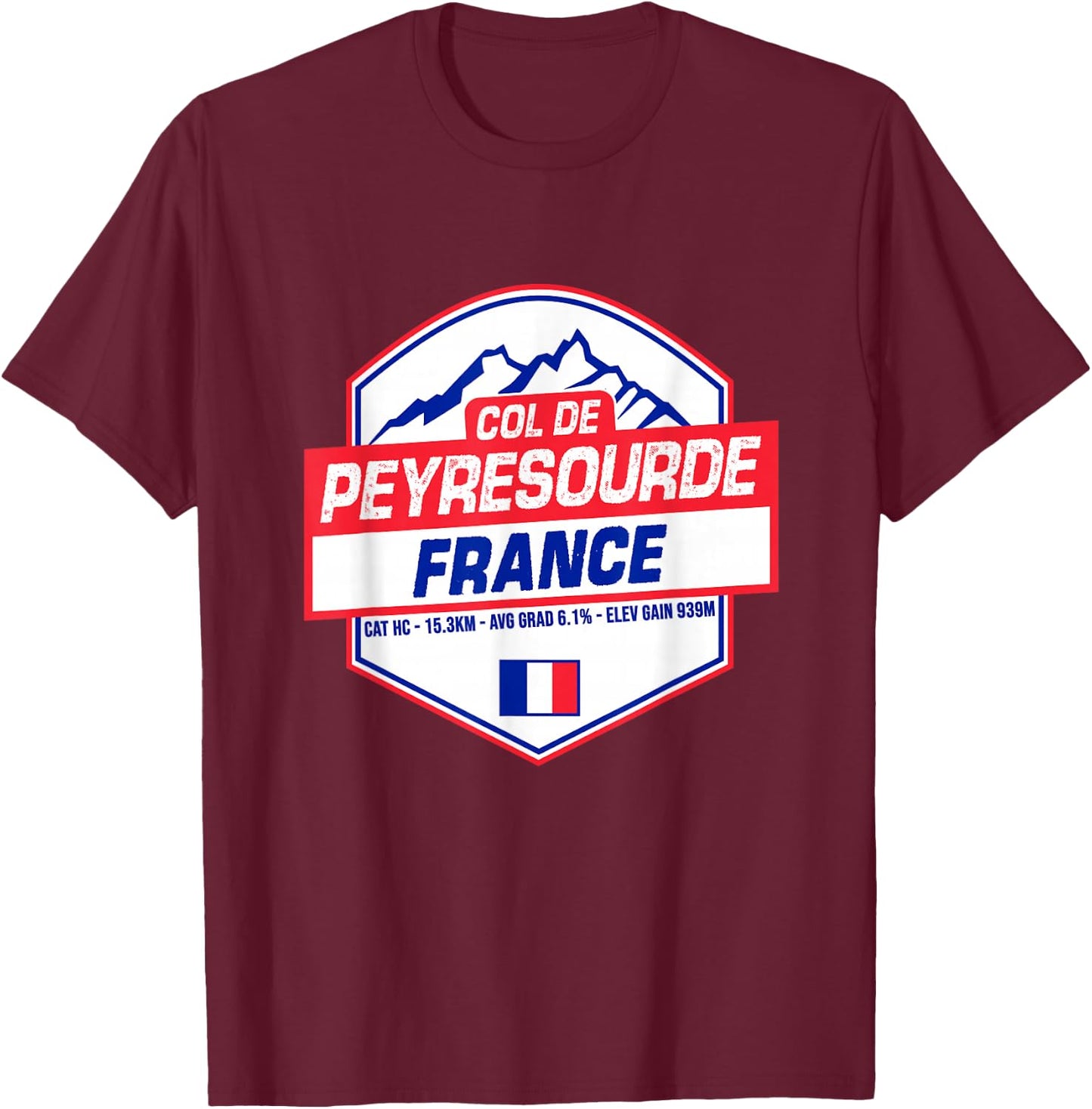 Col de Peyresourde Cycling In France Road Cyclist T-Shirt - T-Shirt | Maroon