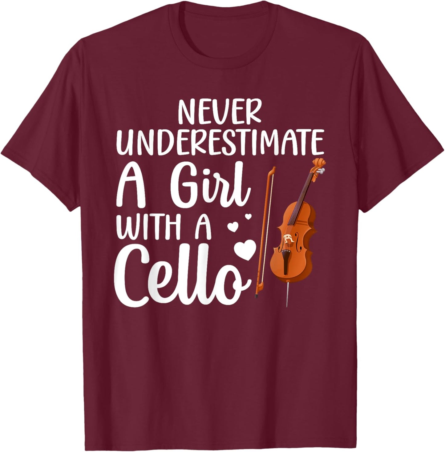 Funny Cello Art for Girls Women Kids Youth Cello Players T-Shirt - T-Shirt | Maroon
