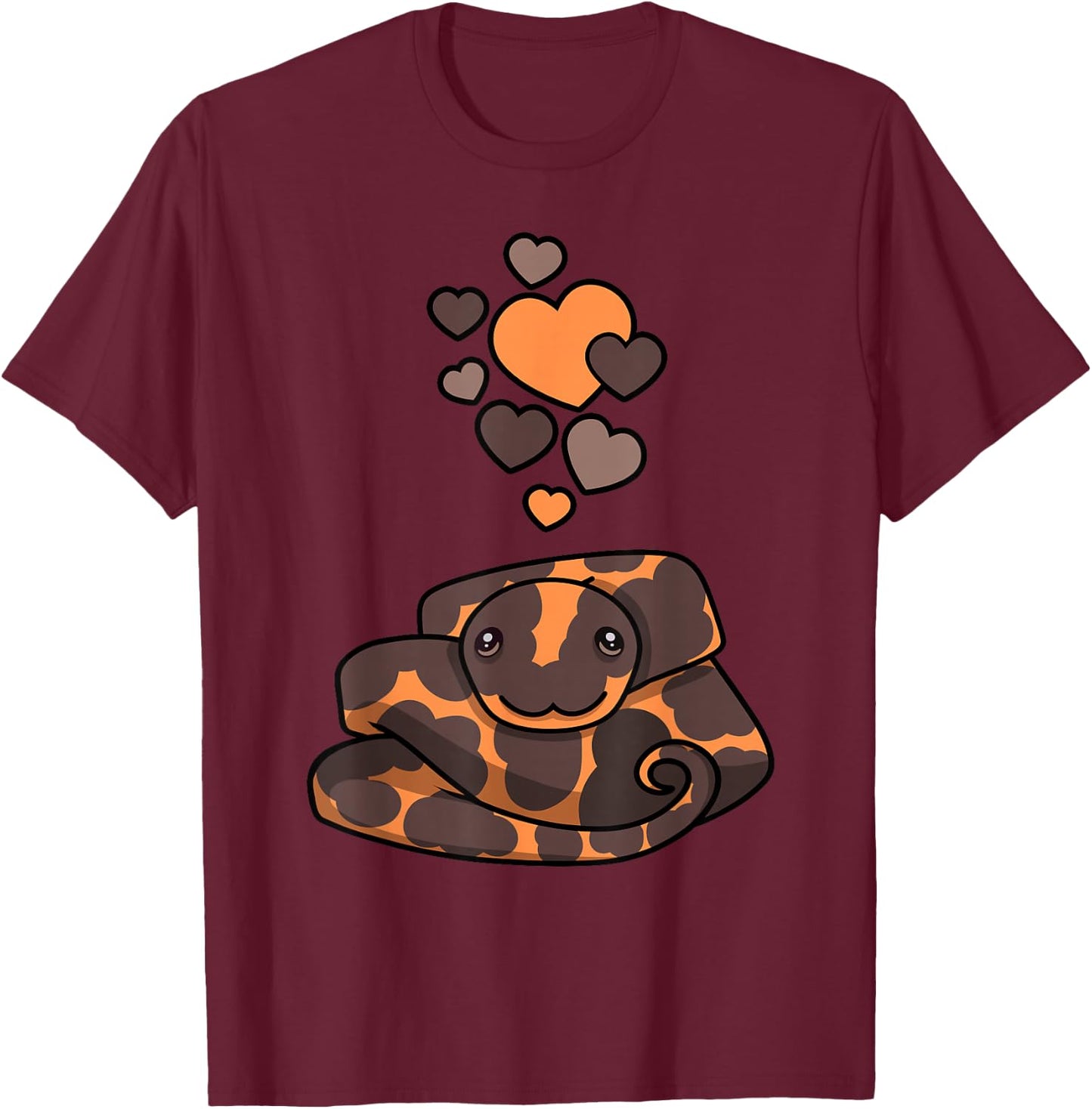 Kenyan Sand Boa With Hearts T-Shirt - T-Shirt | Maroon