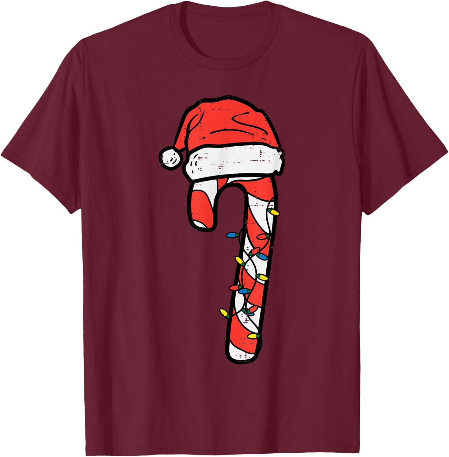 Christmas Candy Cane Santa Xmas Kids Toddler Youth Women Men T-Shirt - T-Shirt | Maroon