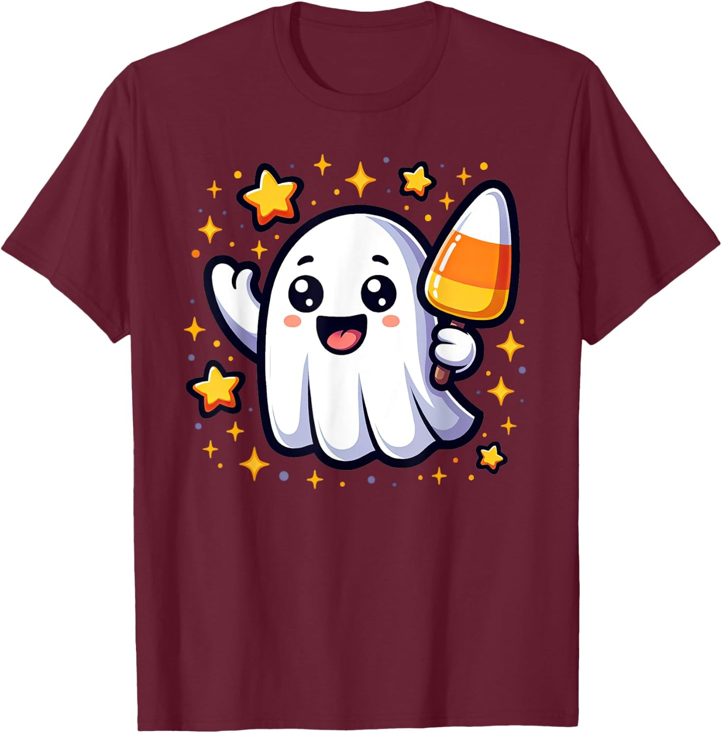 Cute Halloween Ghost Candy Corn Kids and Halloween Lovers T-Shirt - T-Shirt | Maroon