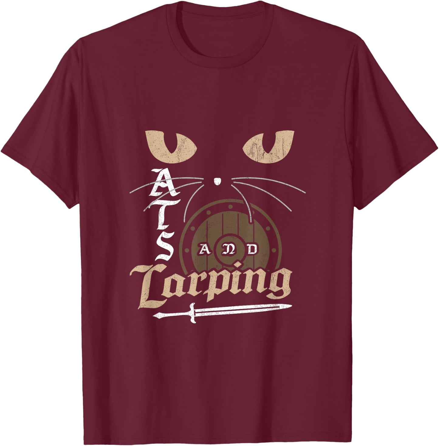Cats and LARPing Role Playing Game RPG Larp Gamer Cat Lover T-Shirt - T-Shirt | Maroon