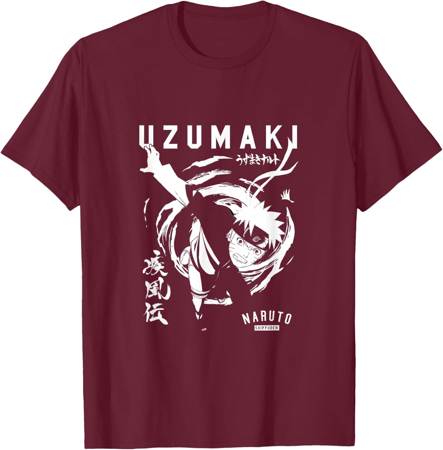 Naruto Shippuden Uzumaki T-Shirt - T-Shirt | Maroon