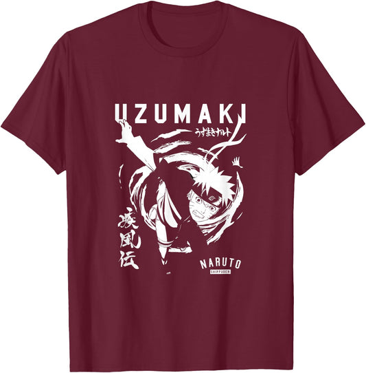 Naruto Shippuden Uzumaki T-Shirt - T-Shirt | Maroon
