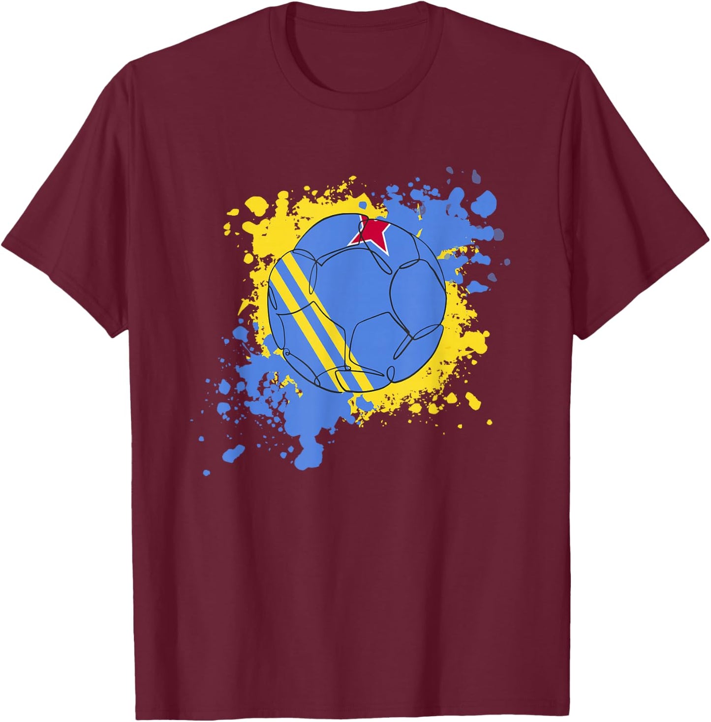 Soccer Ball With The Flag Of Aruba T-Shirt - T-Shirt | Maroon