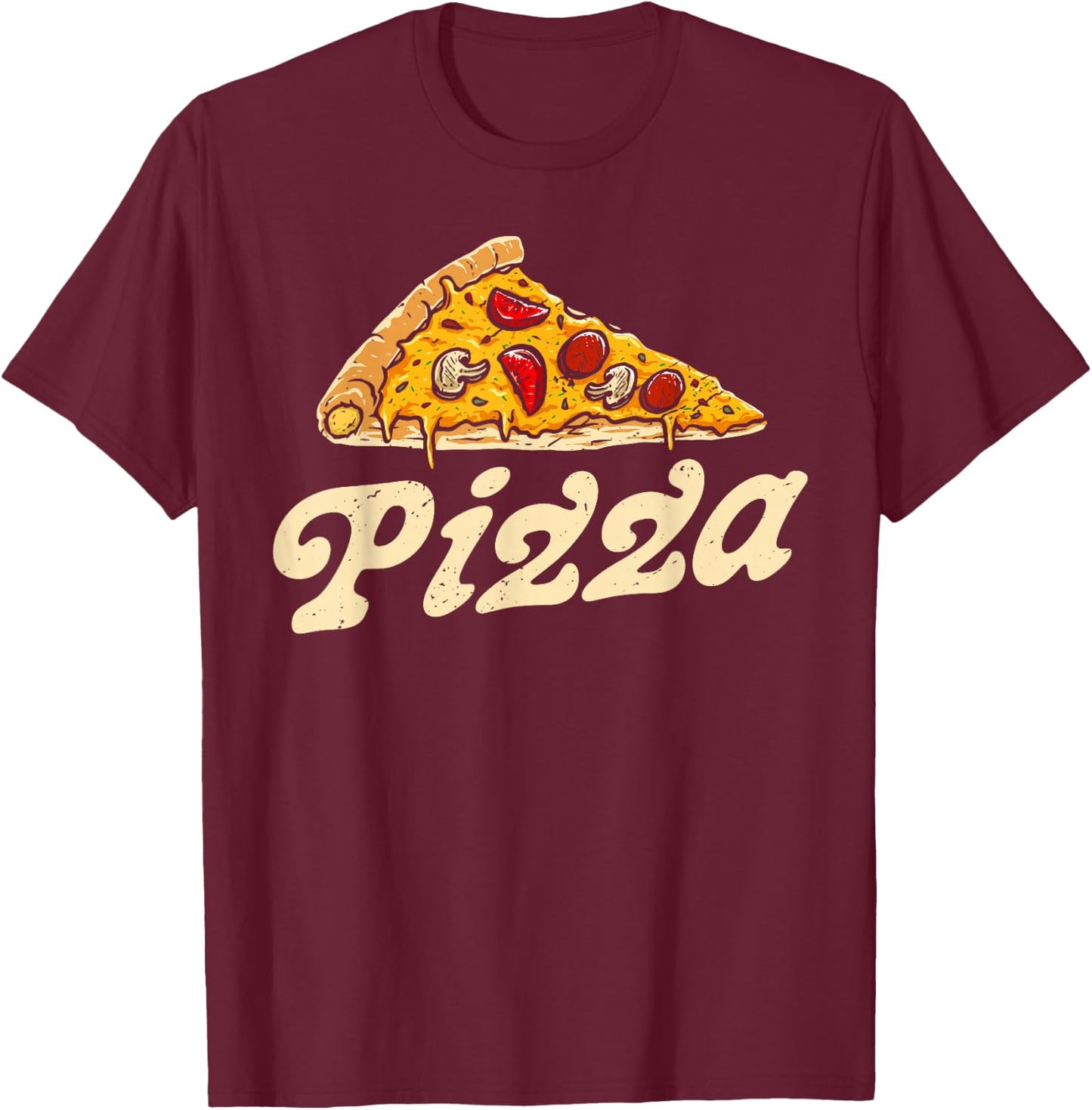Pizza Day Retro Vintage 60s 70s Women Men Italian Food Lover T-Shirt - T-Shirt | Maroon