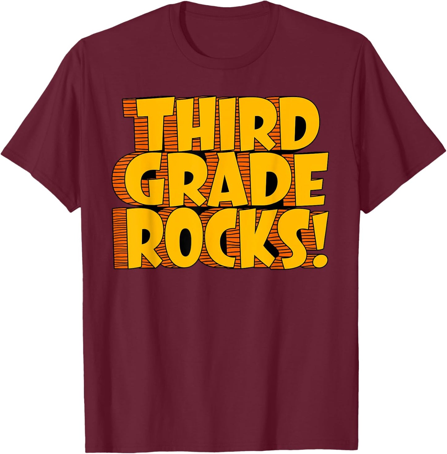 Third Grade Rocks 3rd Grade Teacher Student Back To School T-Shirt - T-Shirt | Maroon