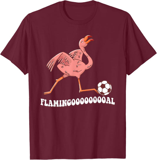 Flamingooooal Flamingo Soccer Ball T-Shirt - T-Shirt | Maroon