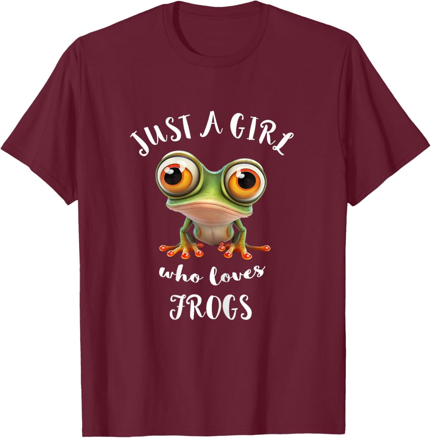 Just A Girl Who Love Rainforest Amphibian Red Eyed Tree Frog T-Shirt - T-Shirt | Maroon