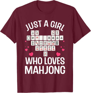 Funny Mahjong Design For Girls Women Chinese Mahjong Players T-Shirt - T-Shirt | Maroon