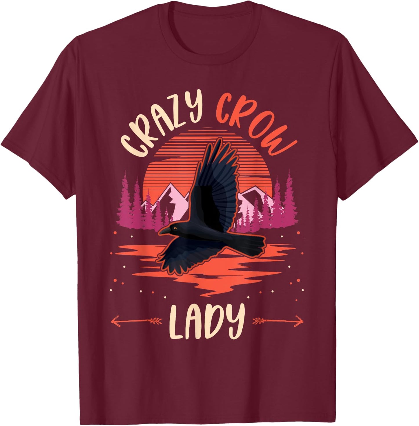 Crazy Crow lady Raven Girl Crow T-Shirt - T-Shirt | Maroon