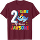 2 Years Old Boys Girls Gift Shark Jawsome 2nd Birthday T-Shirt - T-Shirt | Maroon