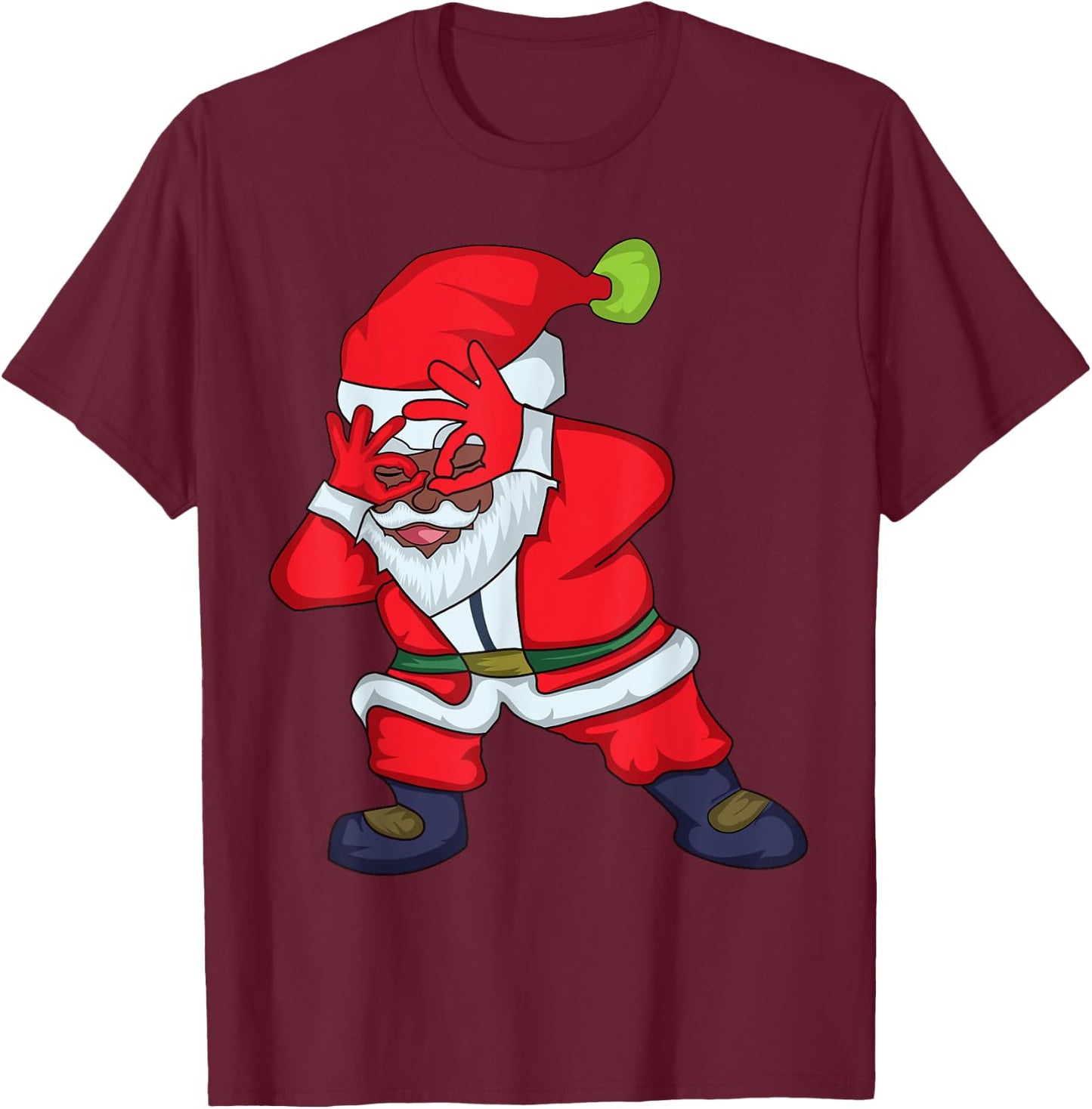 Christmas African American Santa Claus Griddy Dance T-Shirt - T-Shirt | Maroon