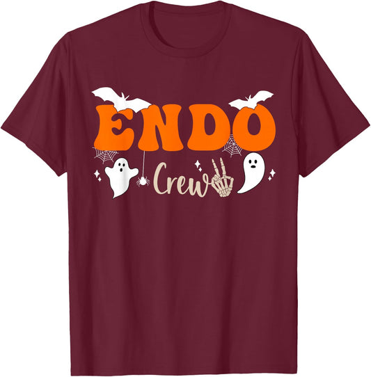 Halloween Endoscopy Crew Ghosts Pumpkin ENDO Nurse Squad T-Shirt - T-Shirt | Maroon